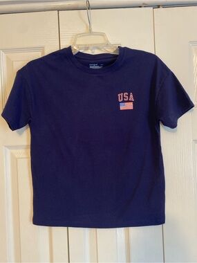 Cat & Jack Navy Short Sleeve Tee with USA Patch